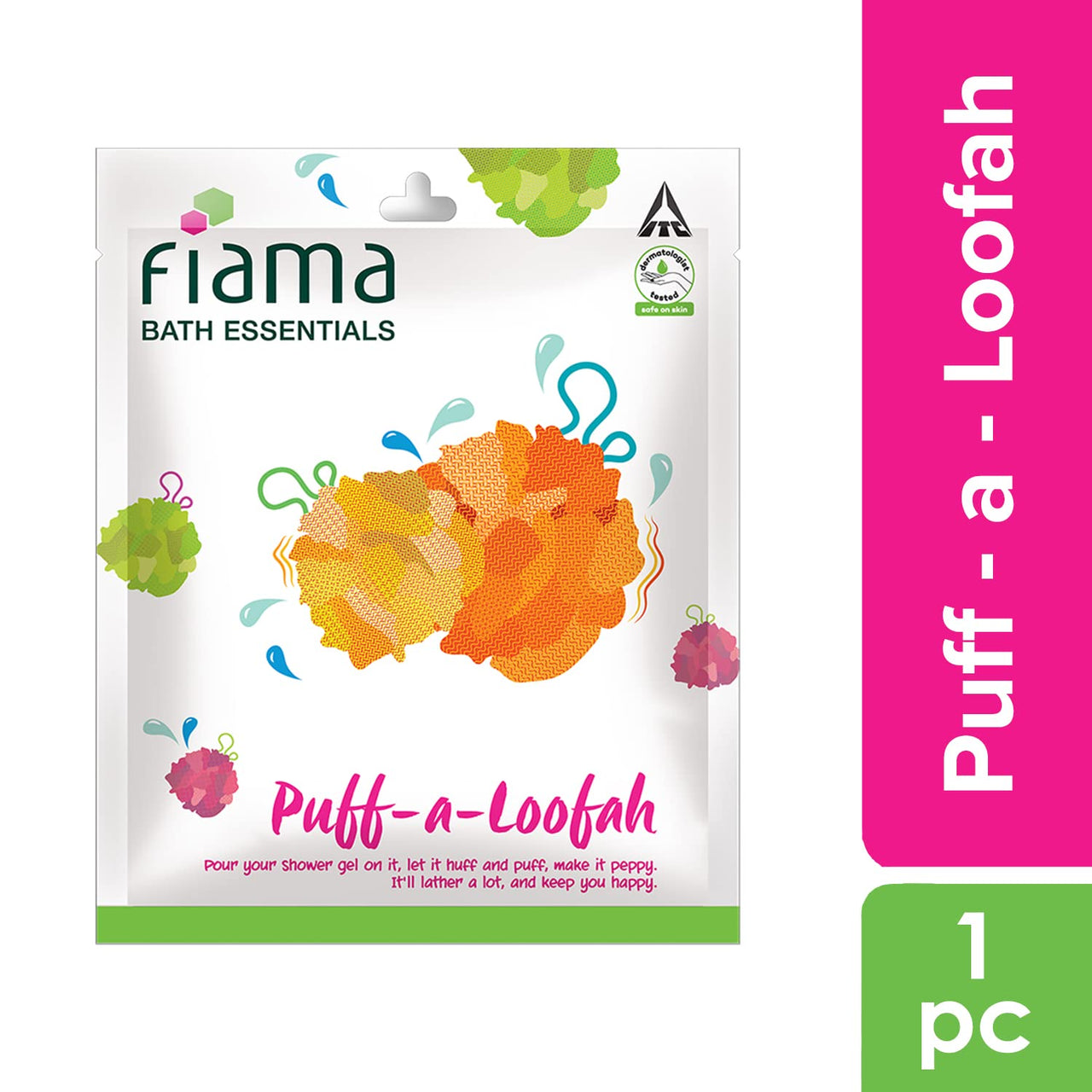 Fiama Bath Essential Puff-a-Loofah, Pack of 1 Body Loofah, Soft, Exfoliated and Energized Skin
