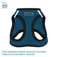 Voyager Step-in Air All Weather Mesh Harness and Reflective Dog 5 ft Leash Combo with Neoprene Handle, for Small, Medium and Large Breed Puppies by Best Pet Supplies - Blue/Black Trim, Small Harness Leash Bundle (Blue/Black Trim) S (Chest: 14.5 - 16