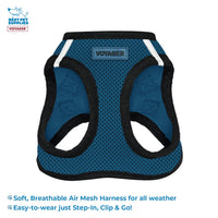 Voyager Step-in Air All Weather Mesh Harness and Reflective Dog 5 ft Leash Combo with Neoprene Handle, for Small, Medium and Large Breed Puppies by Best Pet Supplies - Blue/Black Trim, X-Large Harness Leash Bundle (Blue/Black Trim) XL (Chest: 20.5 - 23