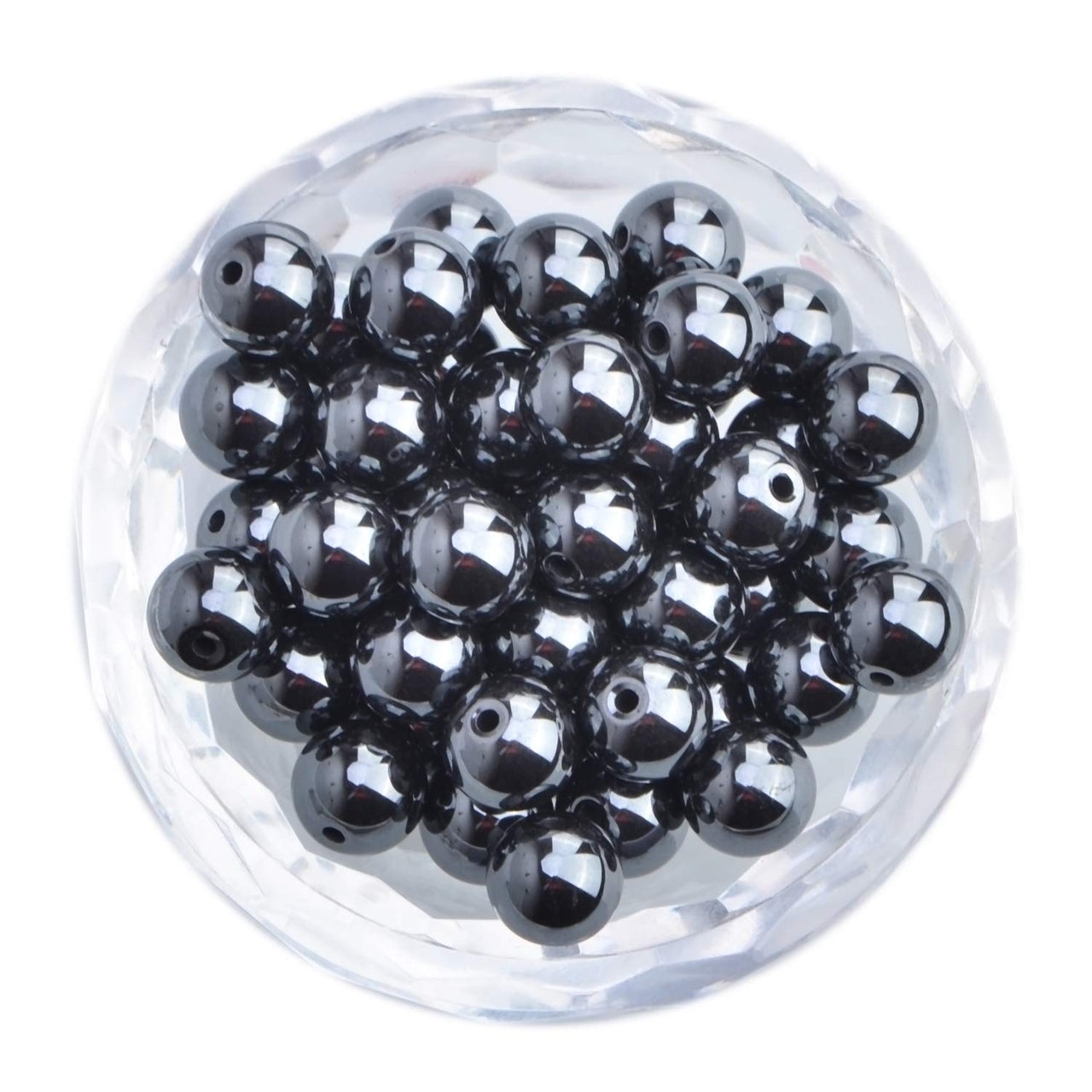 100Pcs Natural Crystal Beads Stone Gemstone Round Loose Energy Healing Beads with Free Crystal Stretch Cord for Jewelry Making (Hematite, 8MM) Hematite