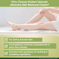 Multani Naturals Aloe Vera Hair Removal Cream 60 ml (Pack of 2) | Gentle formula Enriched with Aloe Vera and Vitamin E | Painless, Easy and Effective Hair Removal for Men and Women