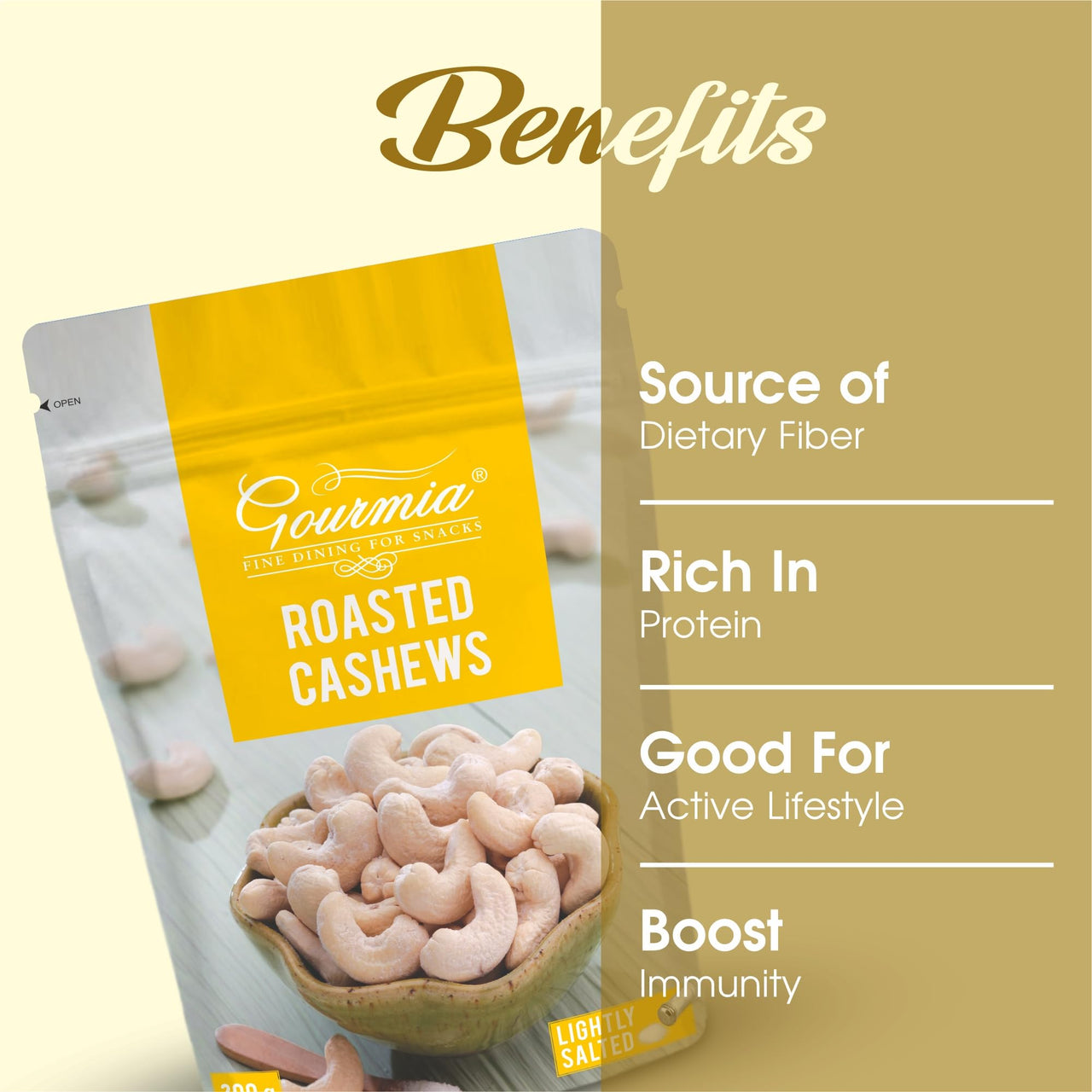 Gourmia Roasted Cashews Lightly Salted 200g