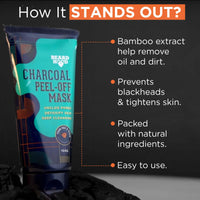 Beardhood Activated Charcoal Peel Off Mask,100g | Deep Cleansing | Blackhead Removal | Dead Skin Removal | Sulphate and Paraben Free