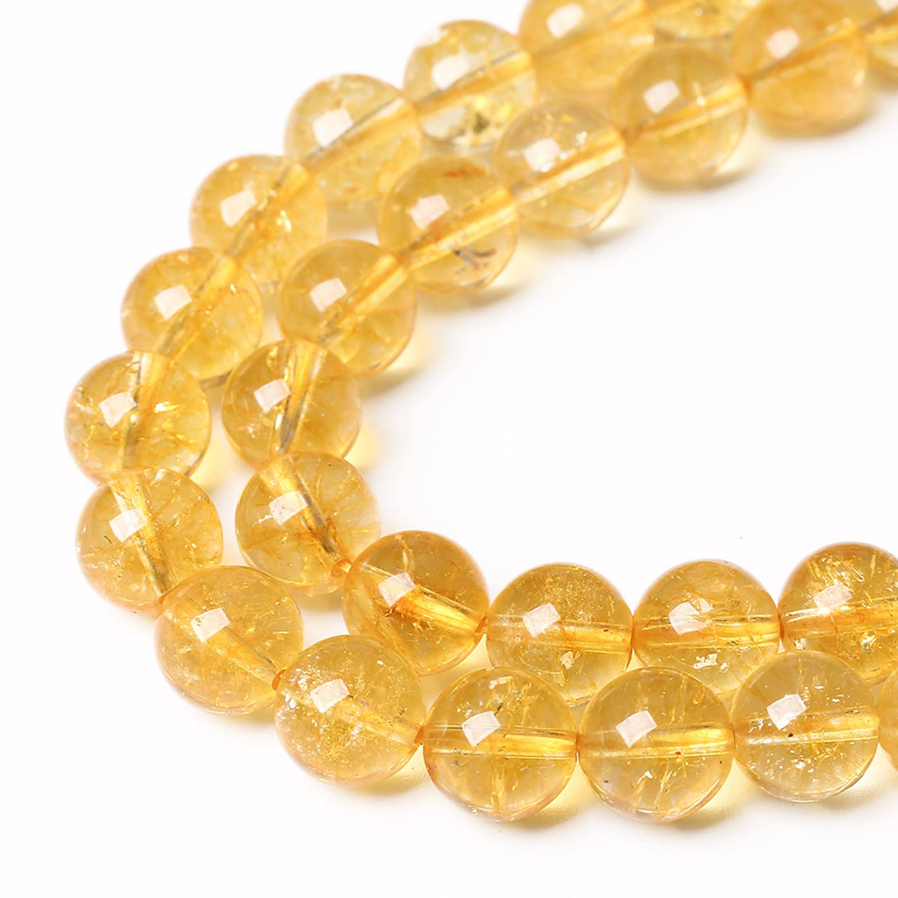 10mm 36Pcs Natural Citrine Beads for Jewelry Making Gemstone Round Loose Beads Crystal Energy Stone Healing Power DIY Bracelet Necklace 10mm