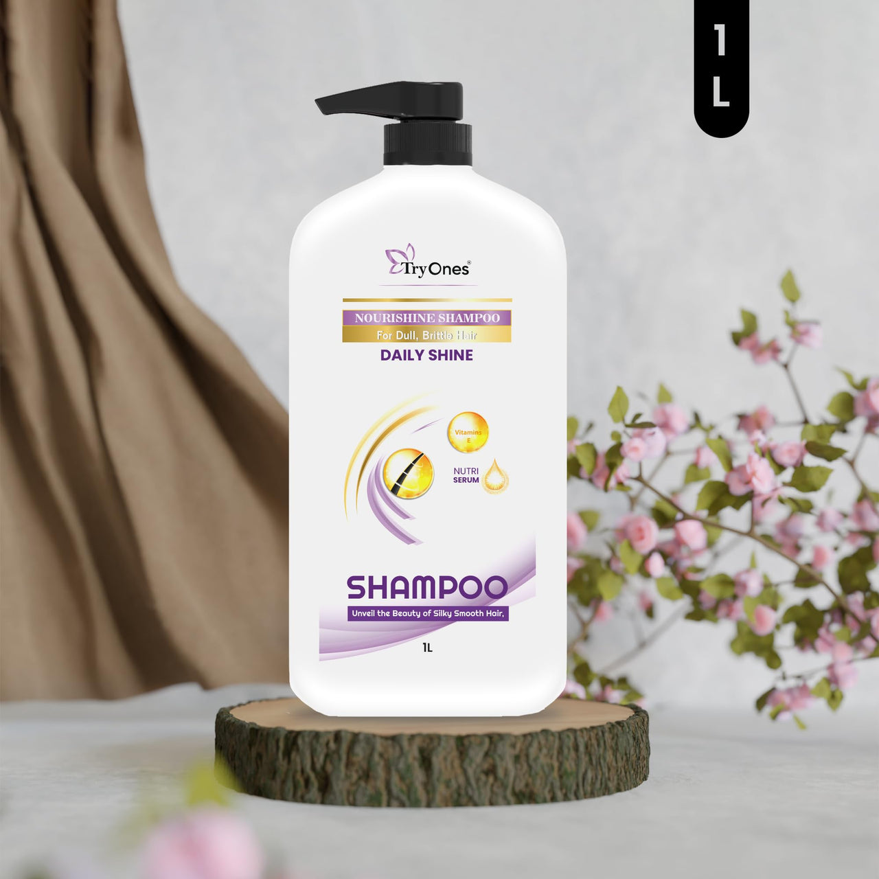 TryOnes Nourishine Shampoo For Dull, Beittle Hair Daily Shine Shampoo Unveil The Beauty Of Silky Smooth Hair for Men & Women_1000 ML