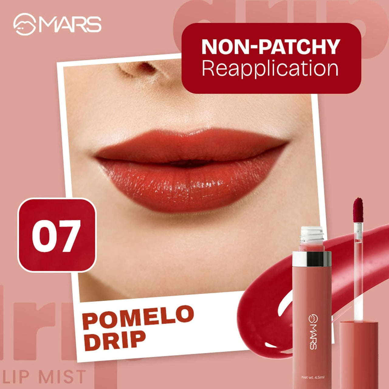 MARS Drip Lip Mist for Women (4.5 ml) (07-Pomelo Drip) Reapplication Matte Lip Liner | One Swipe Smooth Application | Long Lasting Lip Pencil (1.4gm) (11-SPICED CRANBERRY)