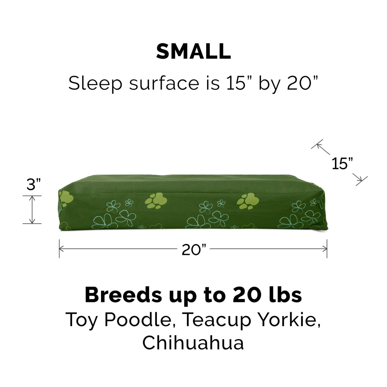Furhaven Water-Resistant Orthopedic Dog Bed for Small Dogs w/ Removable Washable Cover, For Dogs Up to 20 lbs - Indoor/Outdoor Garden Print Mattress - Jungle Green, Small