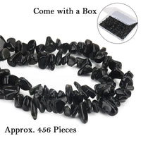 456 PCs Natural Chip Stone Beads, 5-8mm Irregular Multicolor Gemstones Loose Crystal Healing Black Obsidian Onyx Rocks with Hole for Jewelry Making DIY Crafts