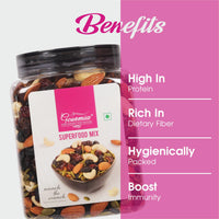 Gourmia Superfood Mix 1kg | Almond, Black Raisin, Cranberry, Pumpkin Seed, Cashew, Dates | Healthy Snack | Mixed Dry Fruit, Nuts & Seed