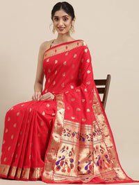 Pandadi Saree Women's  Paithani Silk Saree With Blouse Piece