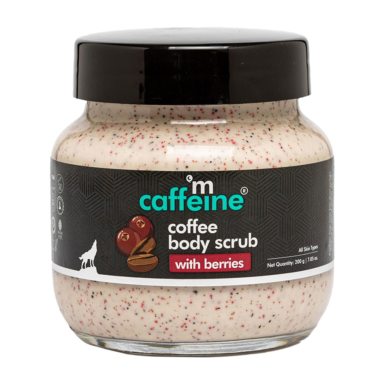 mCaffeine Berries & Coffee Body Scrub for Tan Removal | Creamy Body Scrub for Dry Skin | Exfoliating Scrub for Body for both Women and Men - 200gm