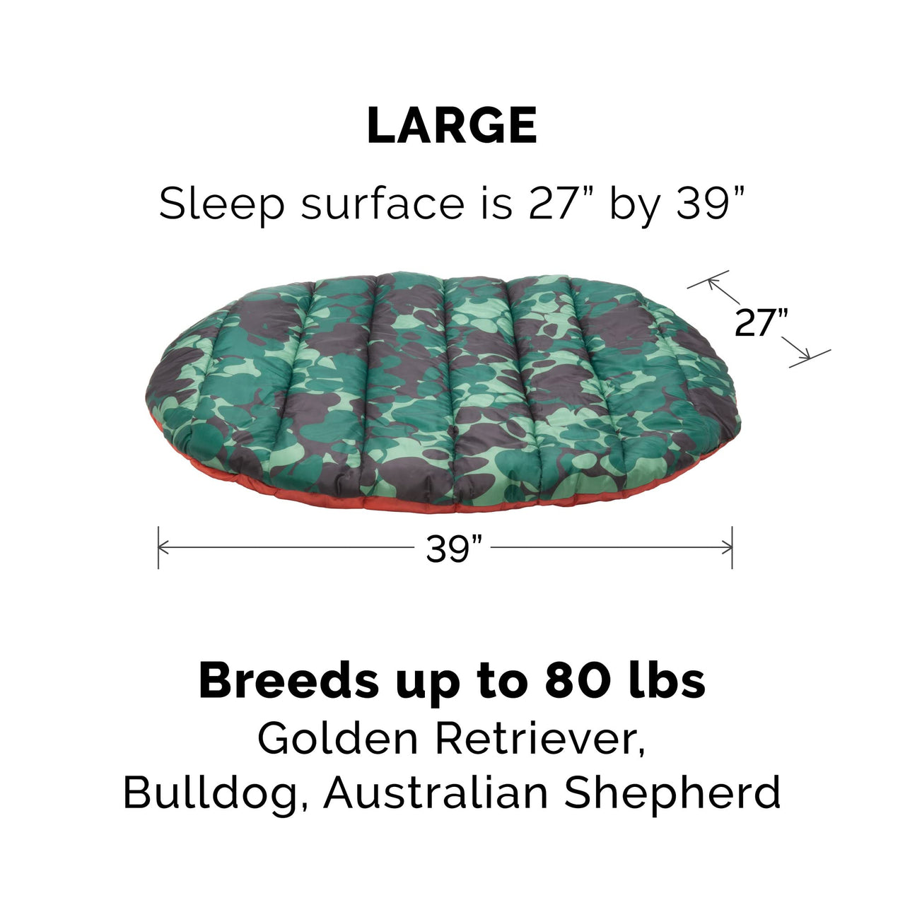 Furhaven Outdoor Travel Dog Bed for Large/Medium Dogs w/ Carry Bag, Washable & Foldable, Great for Crates & Kennels - Trail Pup Travel Pillow Mat w/ Stuff Sack Bag - Paprika/Camo-Paw, Large Trail Pup Travel Bed 39.0"L x 27.0"W x 2.0"Th