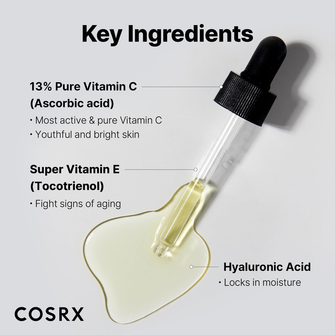COSRX Pure Vitamin C 13% Serum with Vitamin E & Hyaluronic Acid, Brightening & Hydrating Facial Serum for Dark Spots, Fine Lines, Uneven Skin tone, 20ml, Animal Testing-Free, Korean Skincare