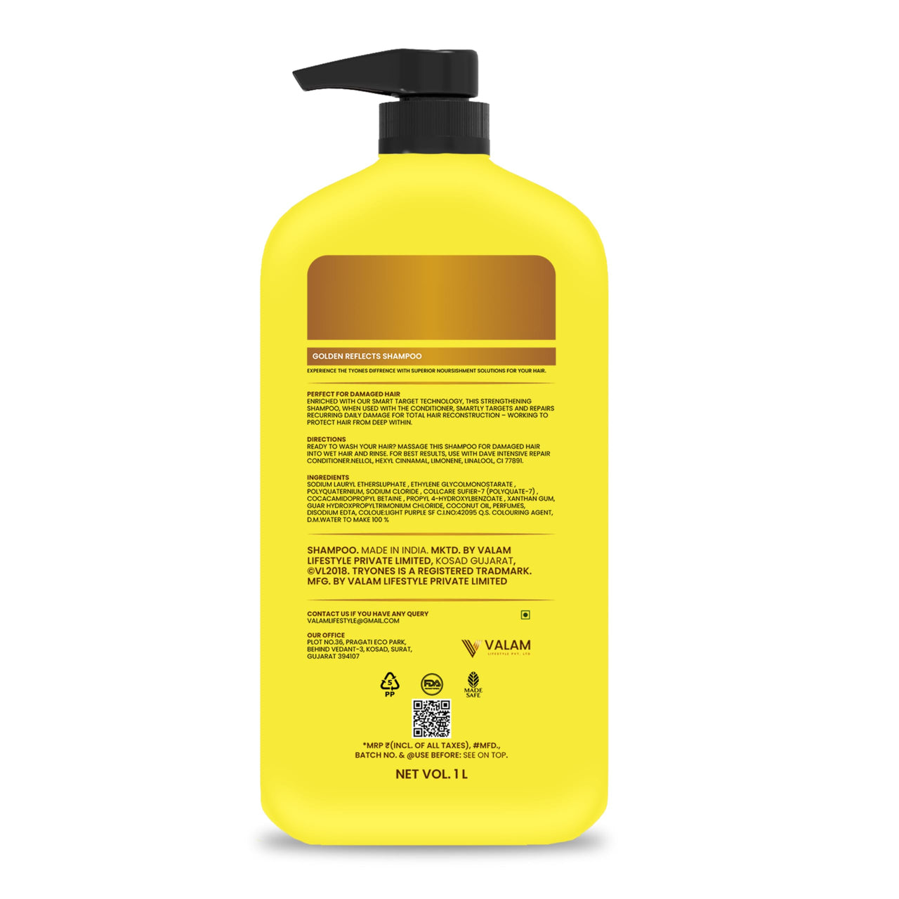 TryOnes gold shampoo for radiant, soft and silky hair For Hair Moisturizing Shine And Protection With Argan Oil 1000 ml
