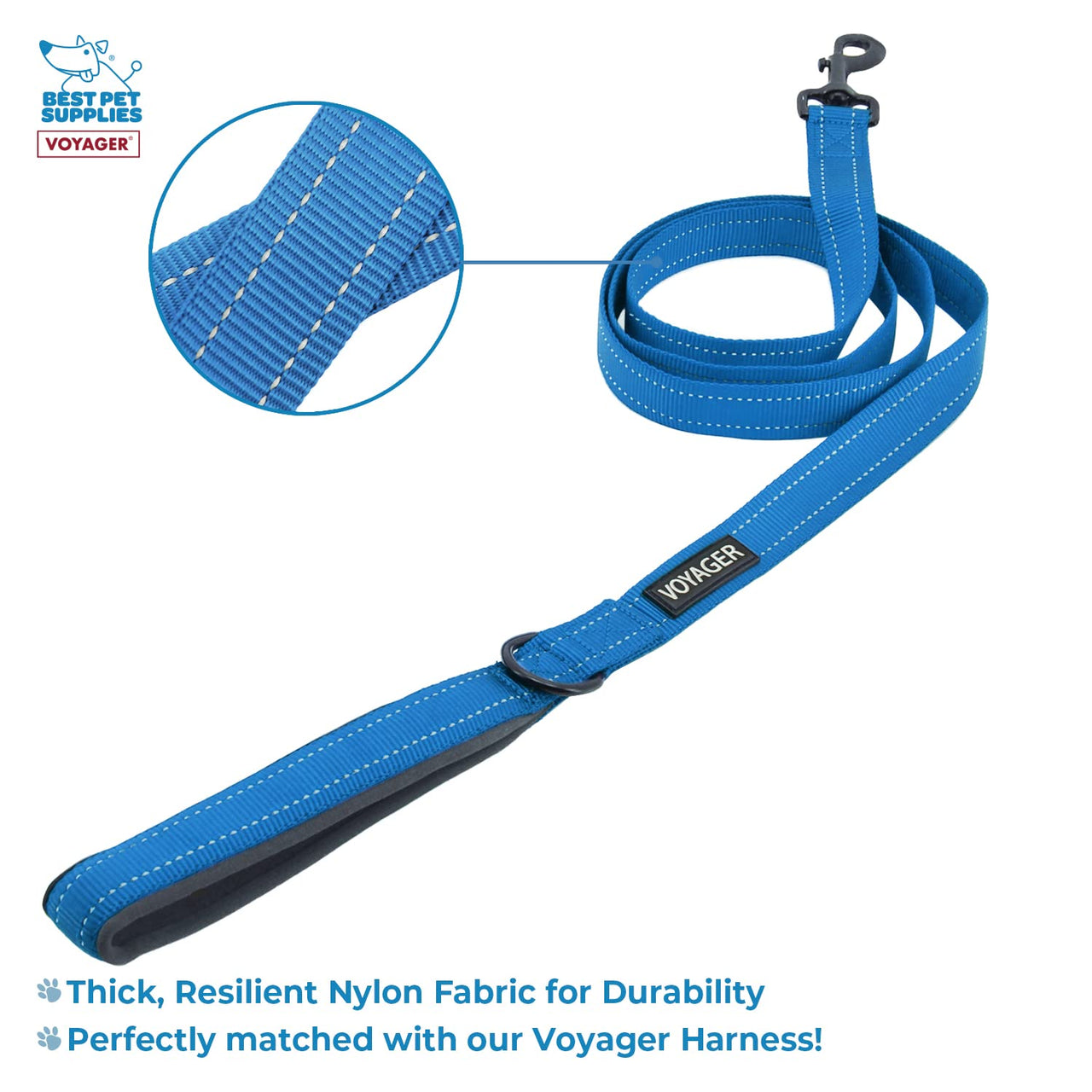 Voyager Step-in Air All Weather Mesh Harness and Reflective Dog 5 ft Leash Combo with Neoprene Handle, for Small, Medium and Large Breed Puppies by Best Pet Supplies - Set (Royal Blue), XL