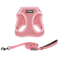 Voyager Step-in Air All Weather Mesh Harness and Reflective Dog 5 ft Leash Combo with Neoprene Handle, for Small, Medium and Large Breed Puppies by Best Pet Supplies - Harness Leash Set (Pink), M Harness Leash Set (Pink) M (Chest: 16 - 18