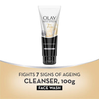 Olay Day Cream Total Effects 7 in 1, Anti-Ageing Moisturiser, 20g & Olay Face Wash Total Effects 7 in 1 Exfoliating Cleanser, 100g
