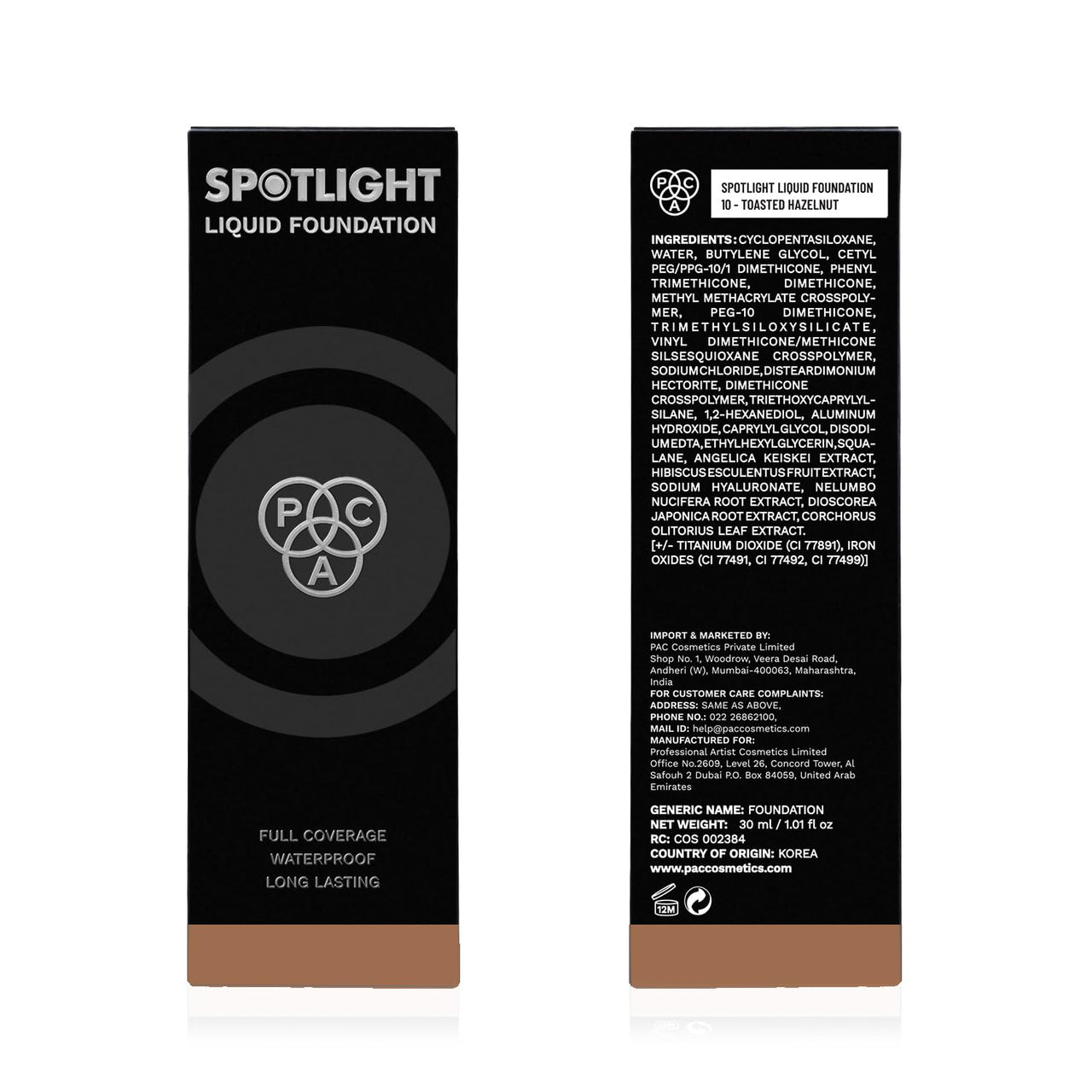 PAC Spotlight Liquid Foundation - 10 (Toasted Hazelnut)