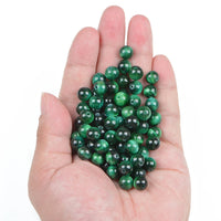 Bymitel 140pcs Natural Crystal Beads Stone Gemstone Round Energy Healing Loose Beads with Stretch Cord for Jewelry Making Bracelets Anklets (Green Tiger's  Eye, 8mm 140pcs) Green Tiger's  Eye