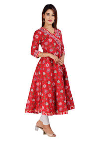 COTLAND Fashions Jaipuri Cotton Printed Angrakha/Angarkha/Front-Open Kurti for Women