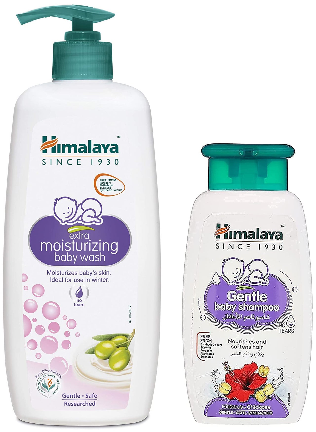 Himalaya Extra Moisturizing Baby Wash, 400 ml & Himalaya Gentle Baby Shampoo (200ml)