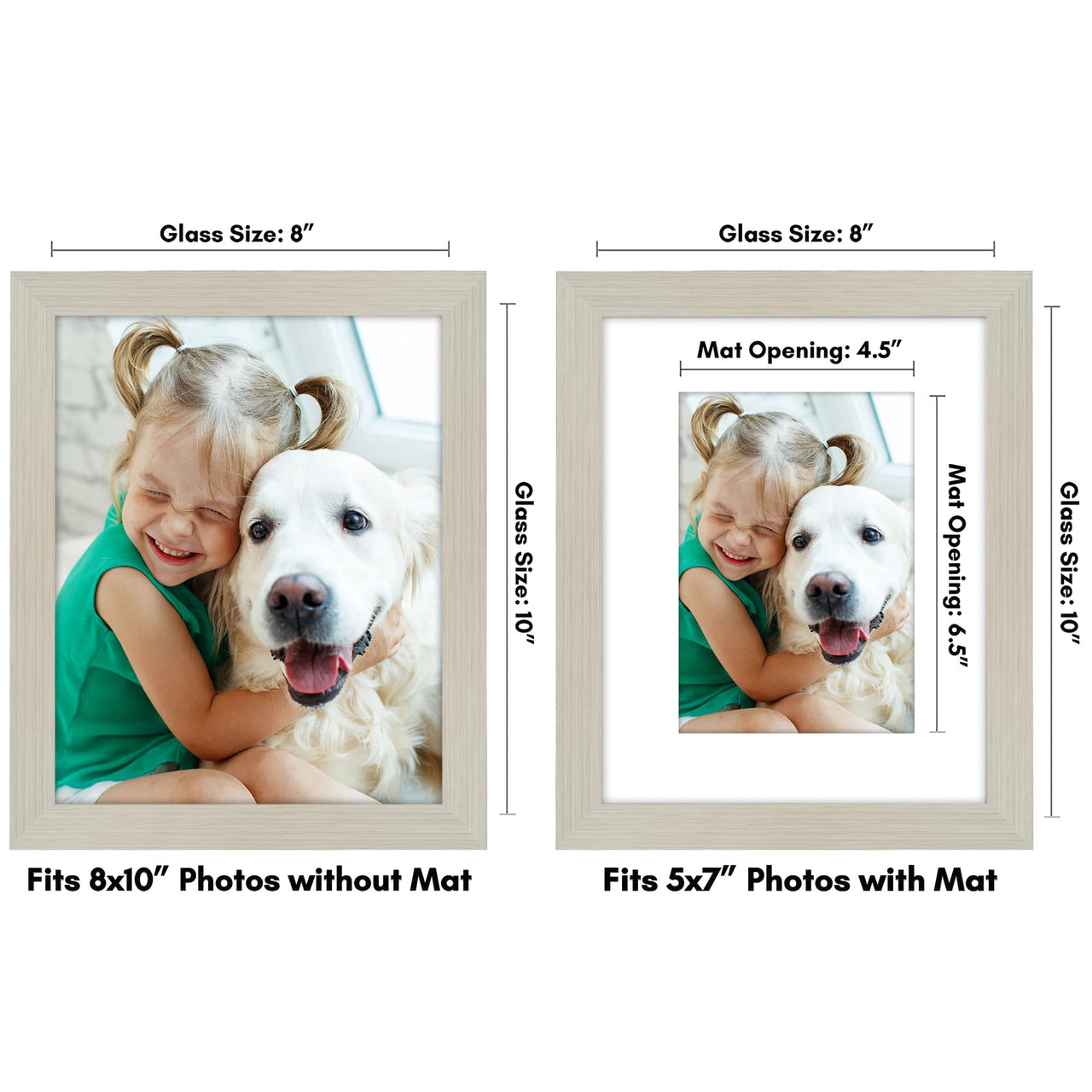 Americanflat 8x10 Picture Frame in Light Wood - Use as 5x7 Picture Frame with Mat or 8x10 Frame Without Mat - Engineered Wood Photo Frame with Shatter-Resistant Glass and Easel for Wall and Tabletop