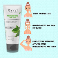 Raaga Professional Refreshing Facewash with Green Tea Extract and Cinnamon Extract | For Normal to Oily Skin | Deeply Cleanses Skin & Helps Fight Pimples (80 ml)