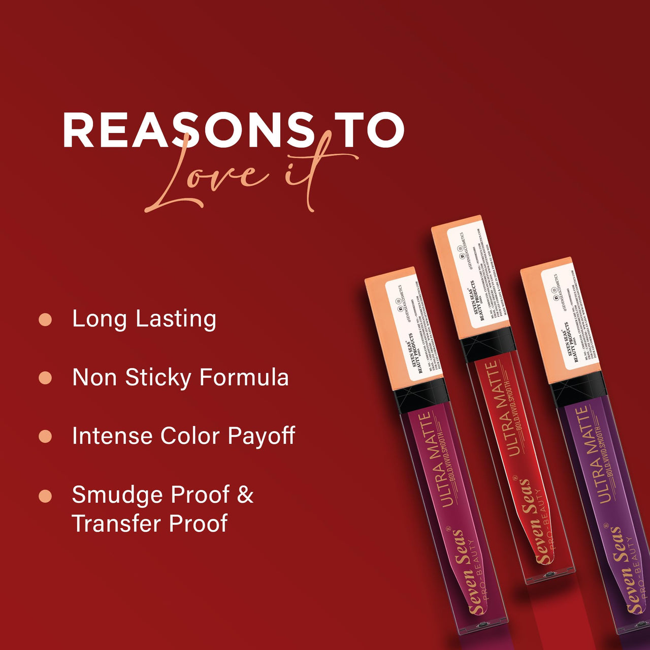 Seven Seas Ultra Smooth Matte Liquid Lipstick Smooth Lip Color, Weightless Finish | Long Lasting Matte Liquid Lipstick for Women (Nightshadz)