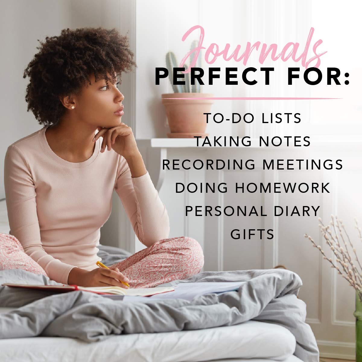 Graphique Hardbound Spiral Journal | Heart of Gold Pink Stripe Design | Premium Paper | Notebook | Diary | Lists | Record Month and Date | Great Gift | 160 Ruled Pages | 6.25” x 8.25” Pink Charm