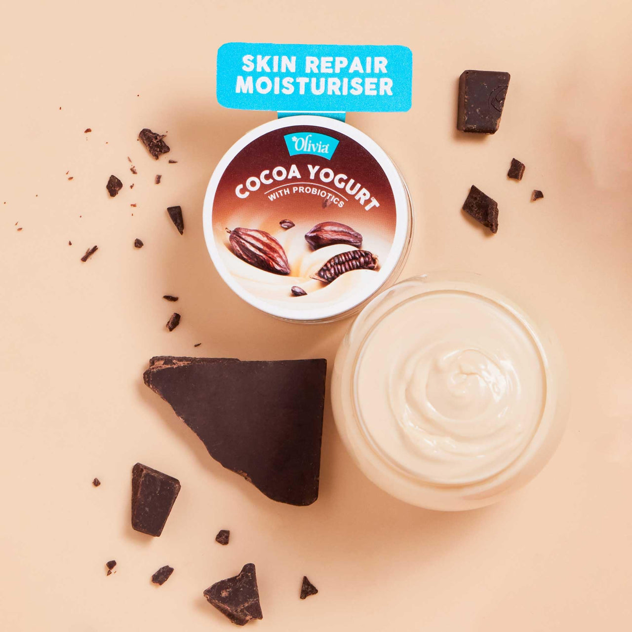 Olivia Skin Repair Moisturizer with Cocoa Yogurt & Probiotics | Hydrating Moisturizer for Dry Skin, Anti-Aging & Pigmentation | Body Lotion for Women & Men | All Skin Types | 200g