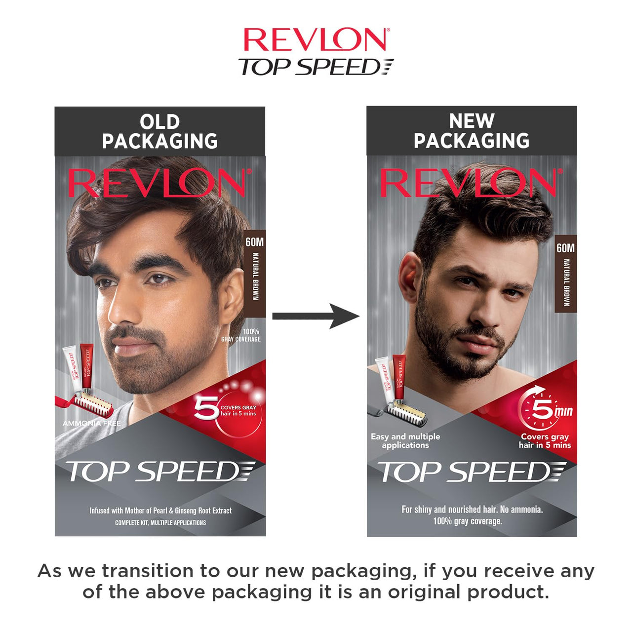 Revlon Top Speed Hair Color - Men -Natural Brown 60M