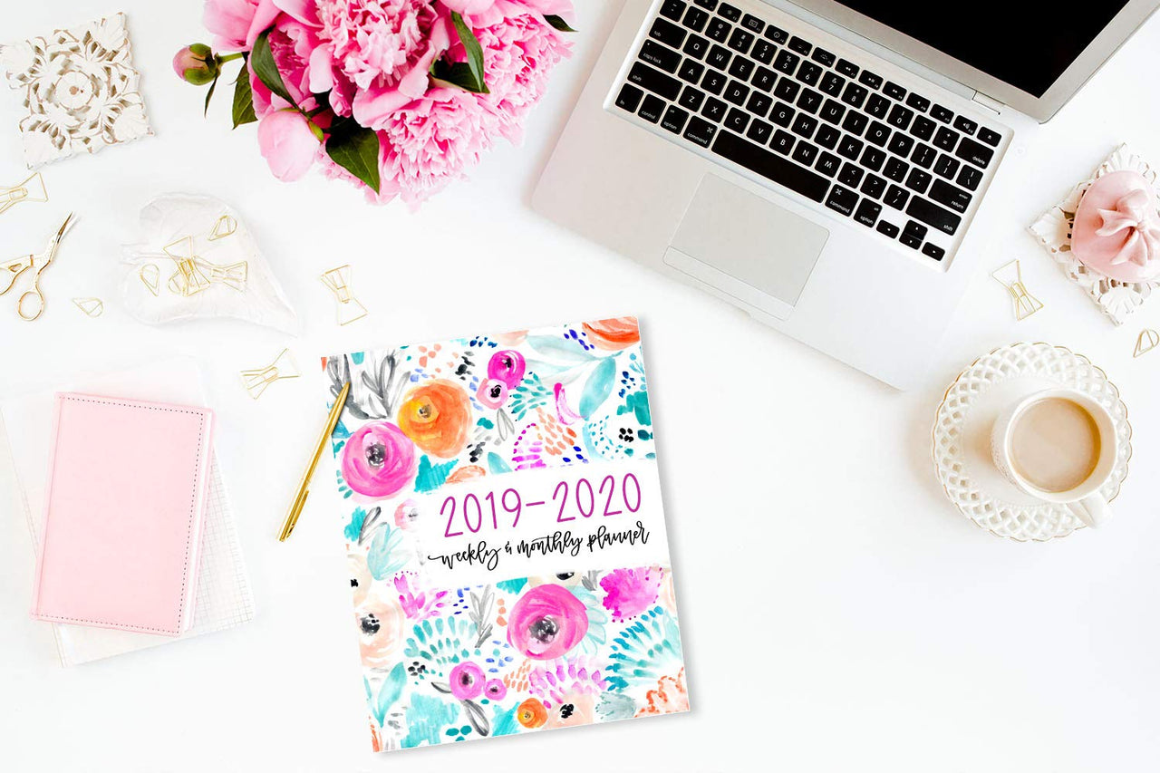 2019-2020 Weekly & Monthly Planner: July 1, 2019 to June 30, 2020: Weekly & Monthly View Planner, Organizer & Diary: Teal & Pink Modern Florals 0274