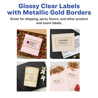Avery Glossy Clear Labels with Metallic Gold Label Borders, 2