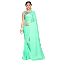 Cloud walker Women Soft Satin Silk Saree With Digital Printed Unstiched Blouse Piece(5.5m Saree +0.8m Blouse Piece).