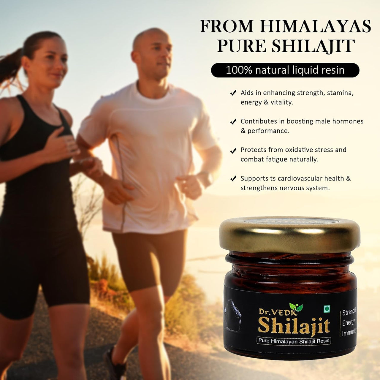 Dr Vedic 100% Pure & Natural Himalayan Shilajit/Shilajeet Resin Improves - Strength | Energy | Immunity - 20g