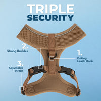 Aerolite No Pull Mesh Dog Harness with Lightweight, Soft, Breathable Chest Coverage, Reflective Stitching, and Adjustable Straps for Walking, Running, Training, Heavy Duty and Durable - Beige, XL