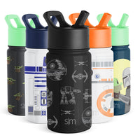 Simple Modern Star Wars Kids Water Bottle with Straw Lid | Insulated Stainless Steel Reusable Tumbler Gifts for School, Toddlers, Boys | Summit Collection | 14oz, Vehicle Schematics 14oz Water Bottle Star Wars-Vehicle Schematics