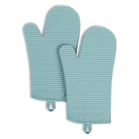KitchenAid Ribbed Soft Silicone Oven Mitt 2-Pack Set, Mineral Water Aqua, 7.5