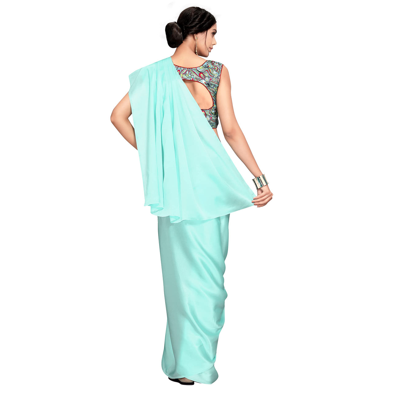 Cloud walker Women Soft Satin Silk Saree With Digital Printed Unstiched Blouse Piece(5.5m Saree +0.8m Blouse Piece).