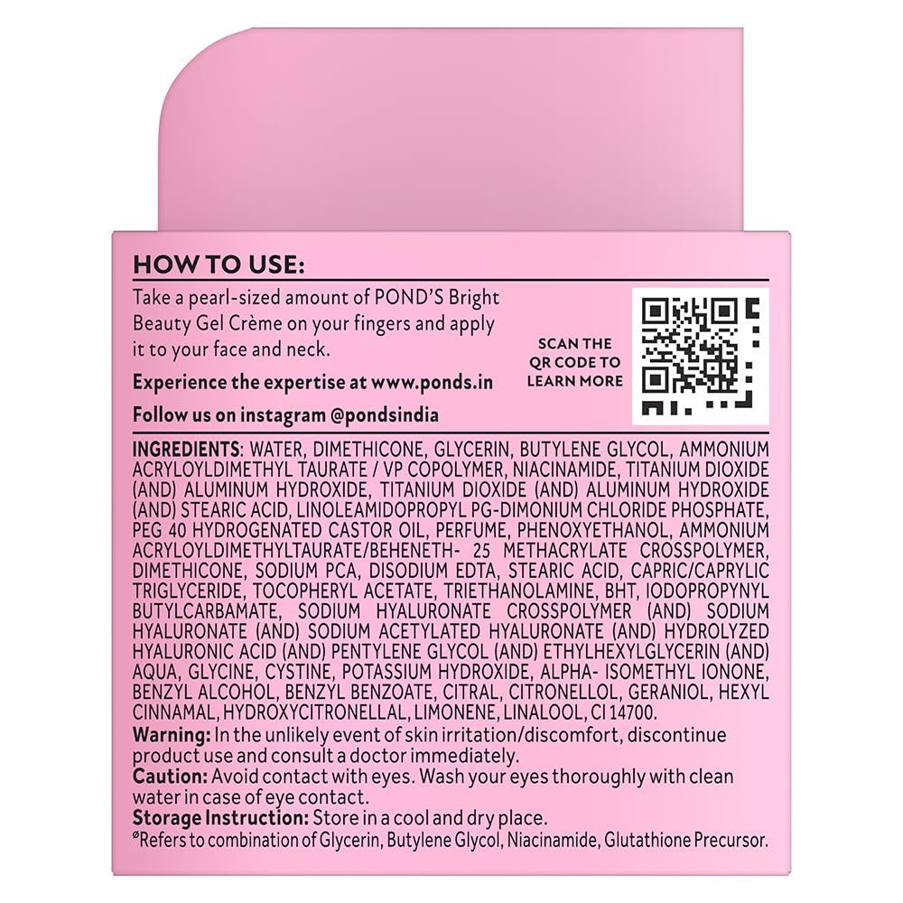 POND'S Bright Beauty Gel Crème with Glutaboost Niacinamide Complex for Fading Dark Spots in 2 Weeks, 50g