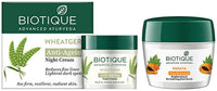 Biotique Papaya Tan Removal Brightening & Reviatalizing Face Scrub For All Skin Types, 235g & Biotique Wheat Germ Anti- Ageing Night Cream Reduces Fine Lines Lightens dark Spots, 50g