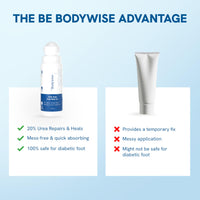 Be Bodywise 20% Urea Foot Cream Roll On 75ml | For Dry & Cracked Heels | With 2% Lactic Acid, Vitamin E & Olive Oil | Helps Moisturise and Repair Cracked Heels