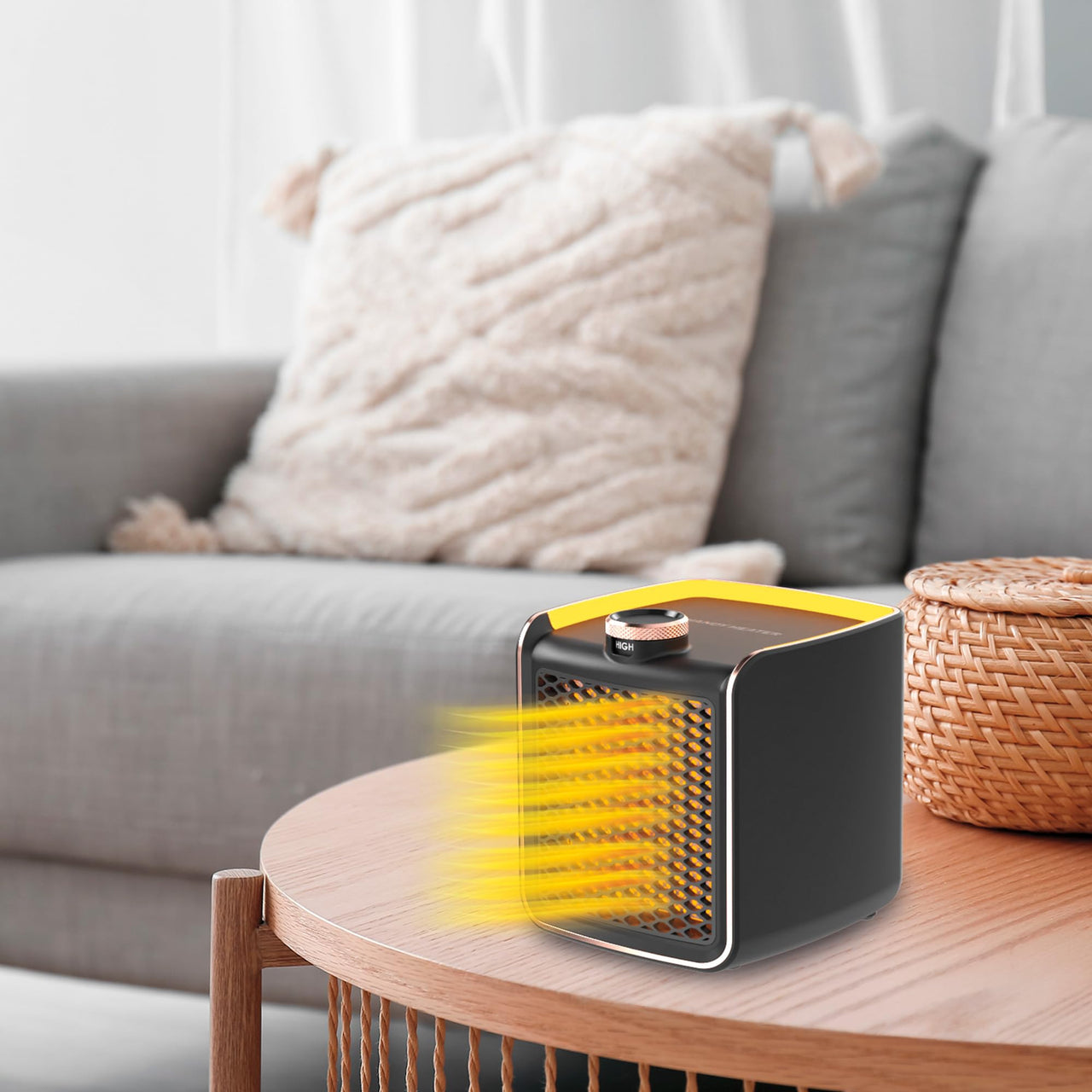 Ontel Handy Heater Turbo 800 Wall Outlet Small Space Heater with Adjustable Thermostat, Programmable 12-Hour Timer, Auto Shut Off - Quiet & Space-Saving Ceramic Mini Heater