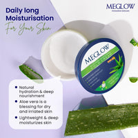 Meglow Combo of Aloe Vera Moisturizing Cold Cream Moisturizer Cream with SPF 15 Protection & Peach - Body Lotion Best Moisturizer for dry skin