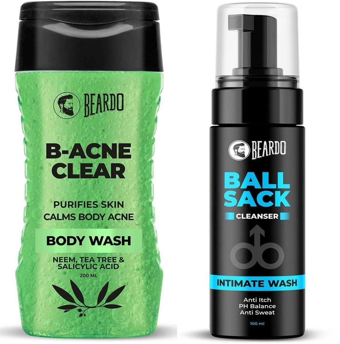 BEARDO B-acne Clear Body Wash & Ball Sack Intimate Wash For Men | Body Acne Clear 2 Items in the set