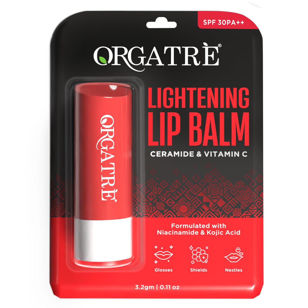 ORGATRE Lightening Lip Balm For Men & Women 3.2gm | SPF 30 PA++ | Lip Balm for Dark, Pigmented, Dry & Chapped Lips | Ceramide & Vitamin C