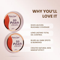 Seven Seas BB Miracle Compact Powder 2 in 1 Brightness Compact Powder | Oil Control, Lightweight Compact Powder with SPF to Protect Skin from Sun | compact powder for women (Nude)
