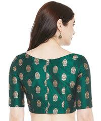 X3 Women's  Brocade Readymade Saree Blouse with Golden Bootas 38