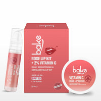 BAKE Vitamin C Rose Tinted Lip Kit | Lip Lightening Scrub for Dark Lips Exfoliation | For Hyperpigmented Lips, Dehydrated Lips, Flaky Lips & Chapped Lips | For Men & Women | 25g (Rose Lip Kit)