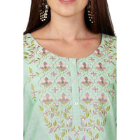 Kashish Women's  Viscose Embroidered Round Neck Straight Fit Kurta